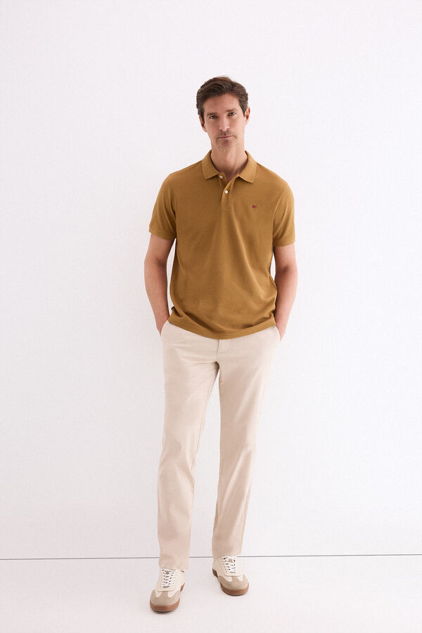 Pedro del Hierro Basic piqu&eacute; polo shirt Brown