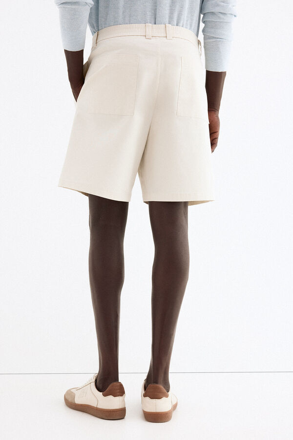 Pedro del Hierro Lightweight elasticated Bermuda shorts Ecru