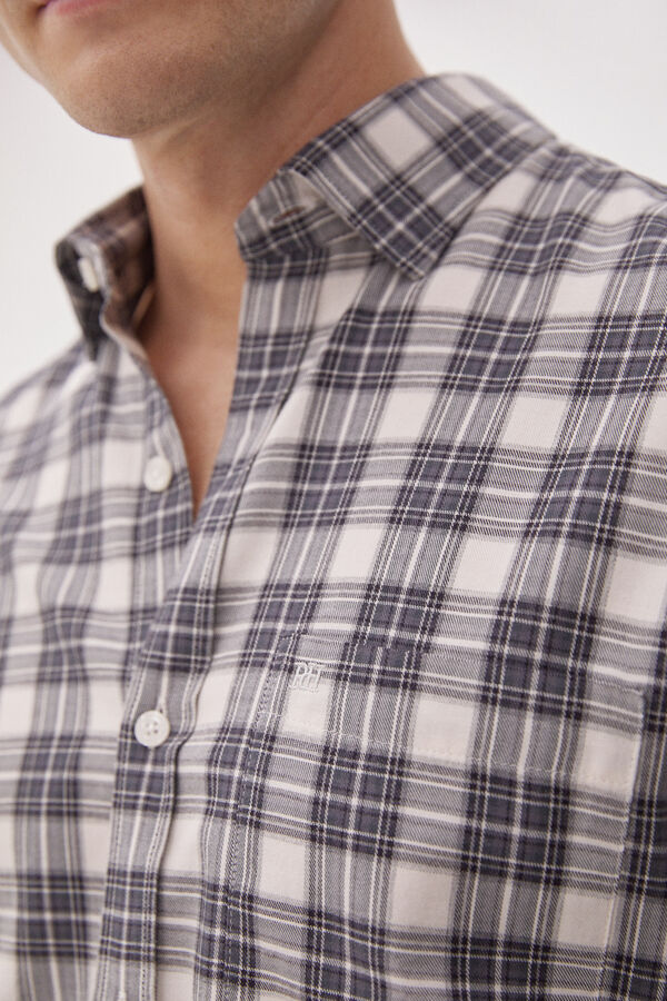 Pedro del Hierro Checked Tencel Modal shirt Grey