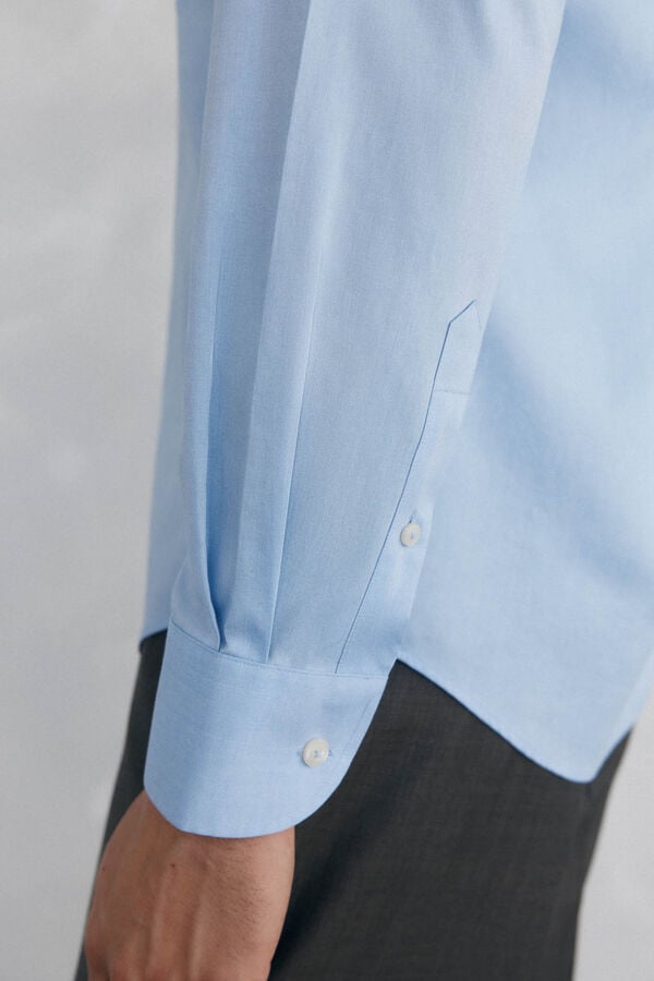 Pedro del Hierro Camisa social lisa que não pode ser passada a ferro + resistente a manchas Azul