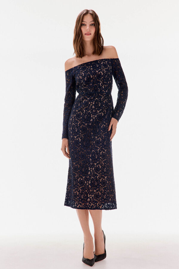 TFP by Tamara Falcó long sleeve lace dress Blue
