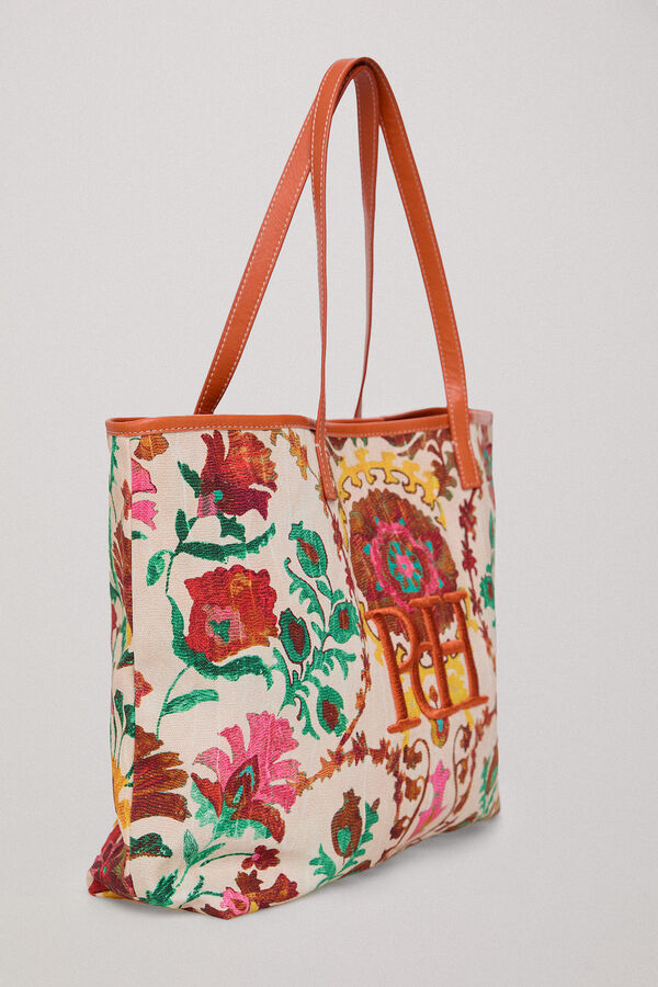 Pedro del Hierro Shopper bag in floral print fabric and leather Several