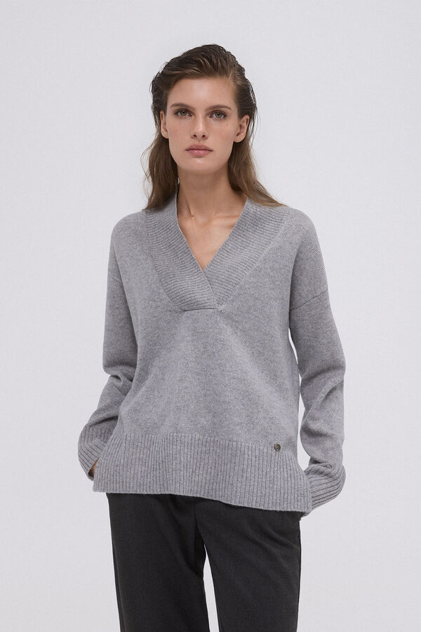 Pedro del Hierro Basic V sweater Grey