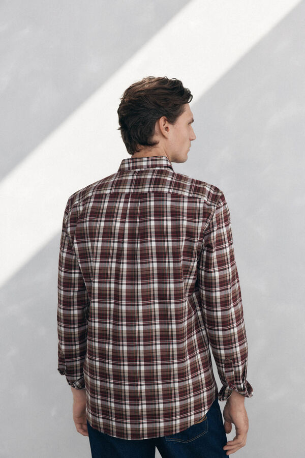 Pedro del Hierro Tencel plaid shirt Burgundy