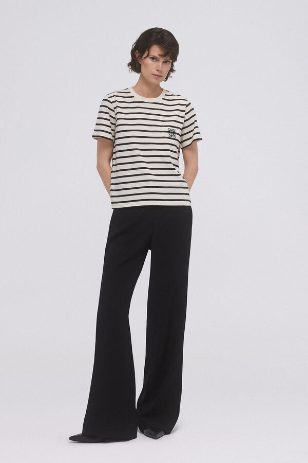 Pedro del Hierro Basic T-shirt with embroidered pocket Black
