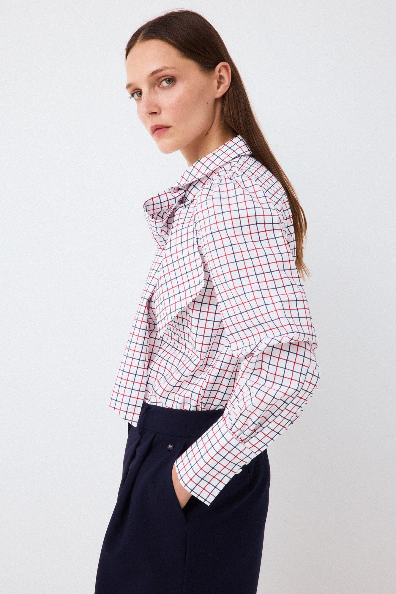 Pedro del Hierro Blusa cuadros lazada
