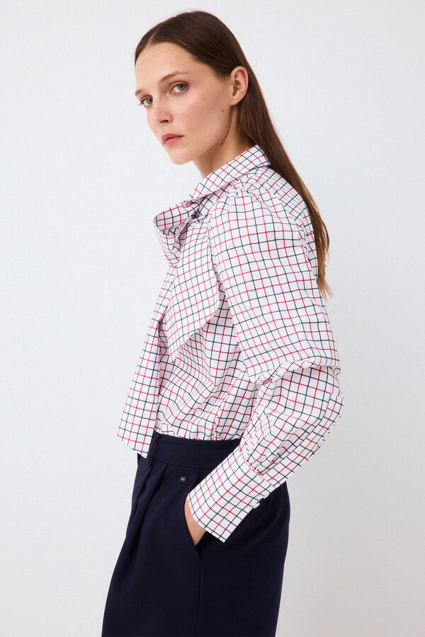 Pedro del Hierro Blusa cuadros lazada Rojo