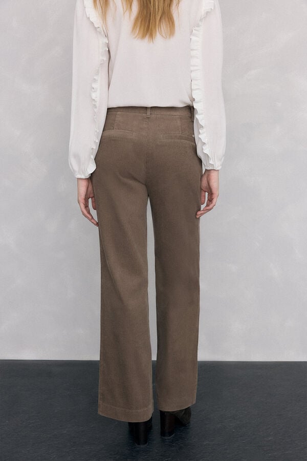 Pedro del Hierro Pantalones pana wide leg classic Marrón
