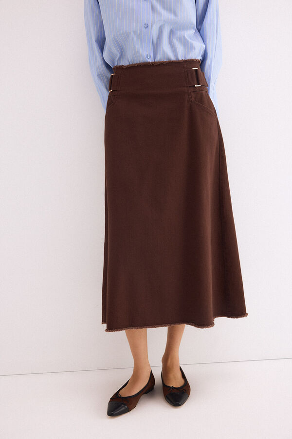 Pedro del Hierro Denim side buckles skirt Brown