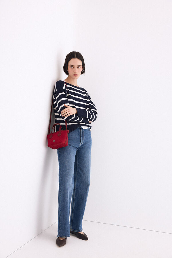 Pedro del Hierro Mala tote bag mini jacquard Bordeaux