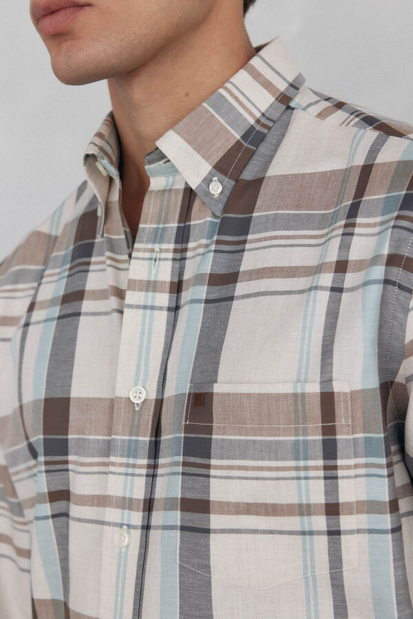 Pedro del Hierro Soft checkered twill Beige