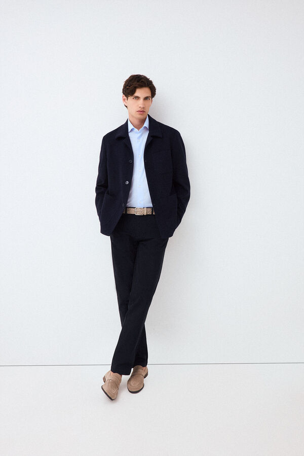 Pedro del Hierro Plain jersey-knit shirt Blue