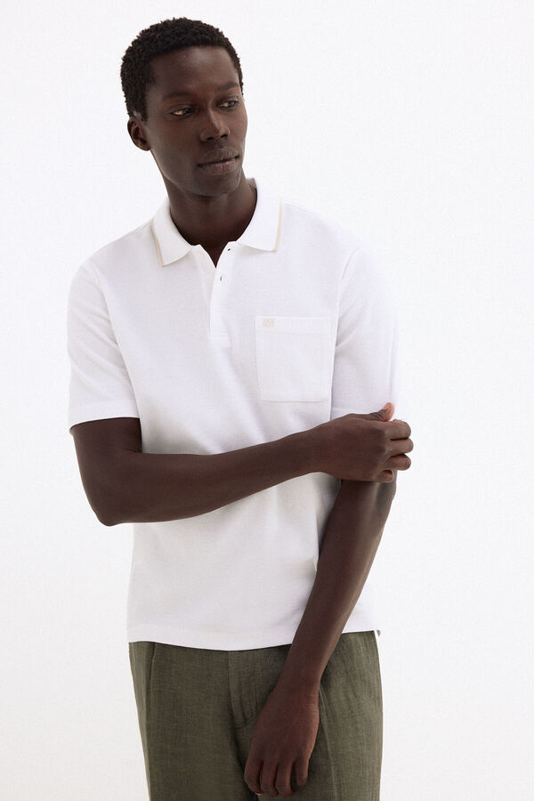Pedro del Hierro Textured polo shirt White