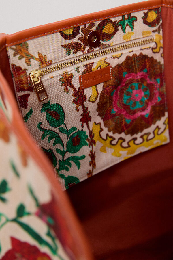 Pedro del Hierro Shopper bag in floral print fabric and leather Several
