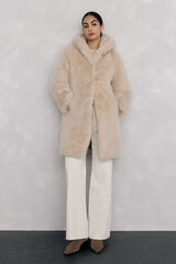 Pedro del Hierro Long faux fur coat Beige