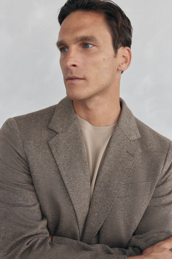Pedro del Hierro herringbone jersey-knit with removable lining Brown