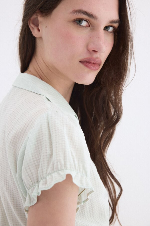 Pedro del Hierro Coated plain blouse Turquoise