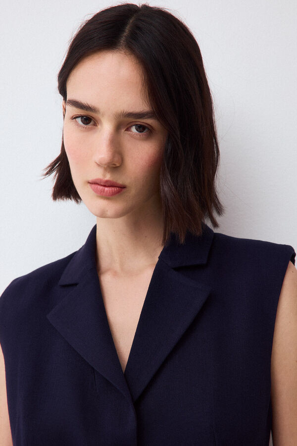 Pedro del Hierro Tailored pleated dress Blue