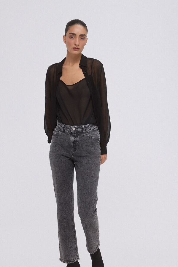 Pedro del Hierro Straight fit rhinestone jeans Grey