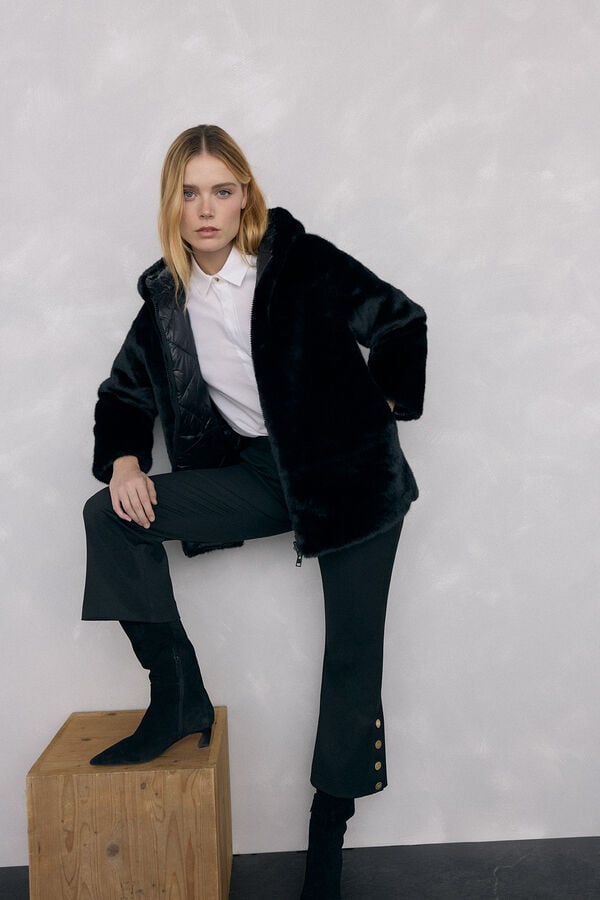 Pedro del Hierro reversible fur parka Black