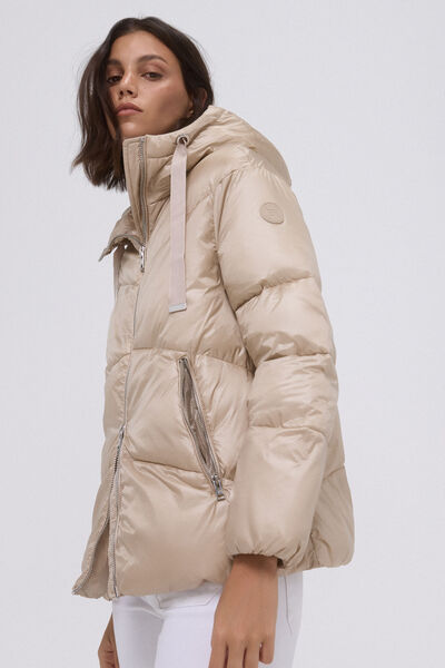 Pedro del Hierro Parka curta capuz Beige