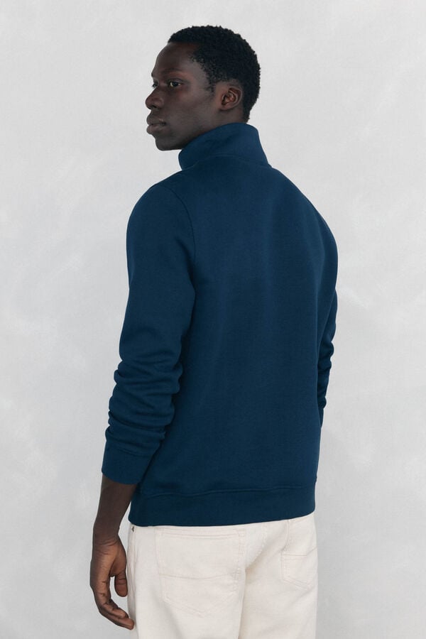 Pedro del Hierro Technical fabric zip-neck sweatshirt Blue