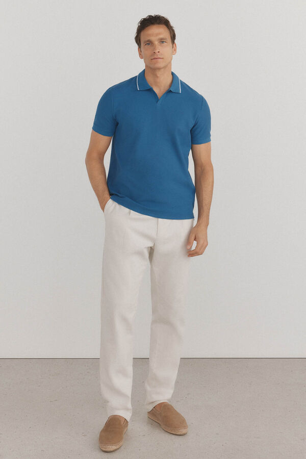 Pedro del Hierro Textured polo shirt Blue