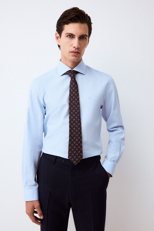 Pedro del Hierro Plain non-iron + anti-stain dress shirt Blue
