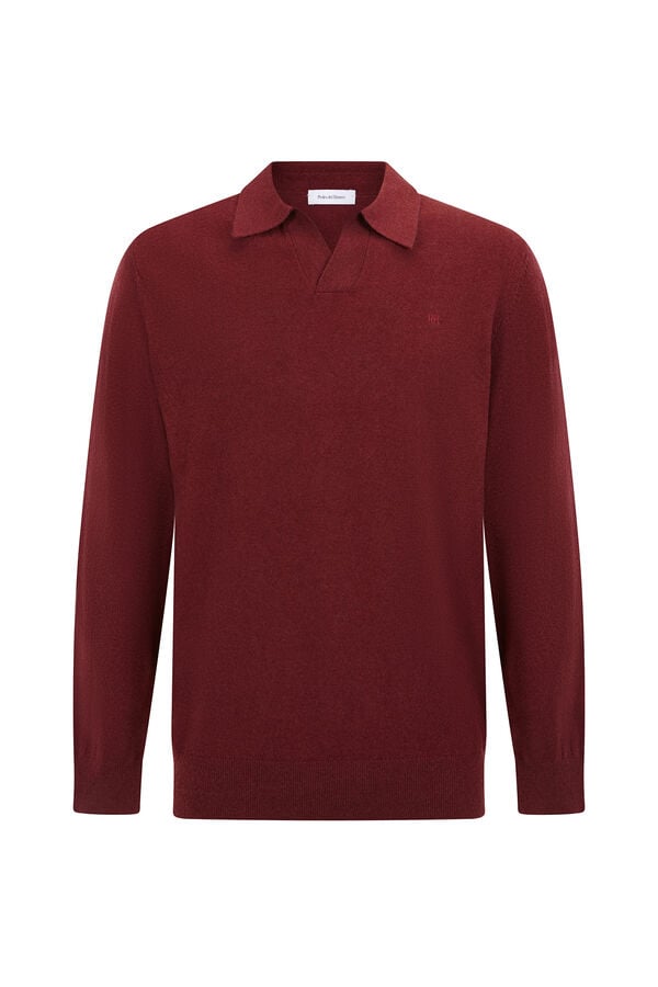 Pedro del Hierro Johnny neck sweater in merino wool and cashmere Burgundy