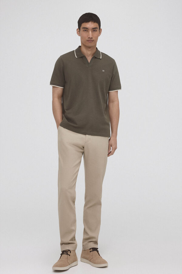 Pedro del Hierro Open neck polo Green
