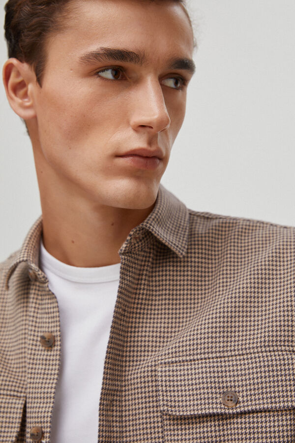 Pedro del Hierro Sobrecamisa en tejido de cuadros Marr&oacute;n