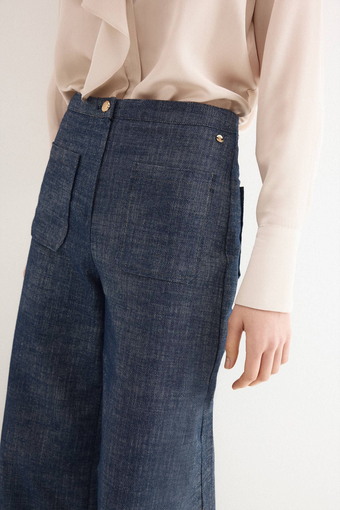 Pedro del Hierro Pantal&oacute;n ancho efecto denim