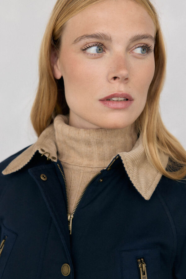 Pedro del Hierro Long waxed parka Blue