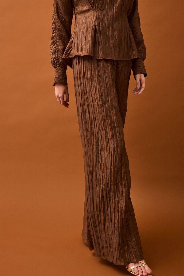 Pedro del Hierro Pleated palazzo trousers Brown