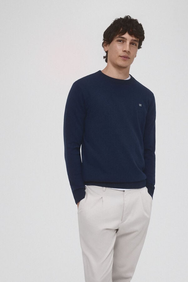 Pedro del Hierro Wool and cashmere round neck jumper Blue