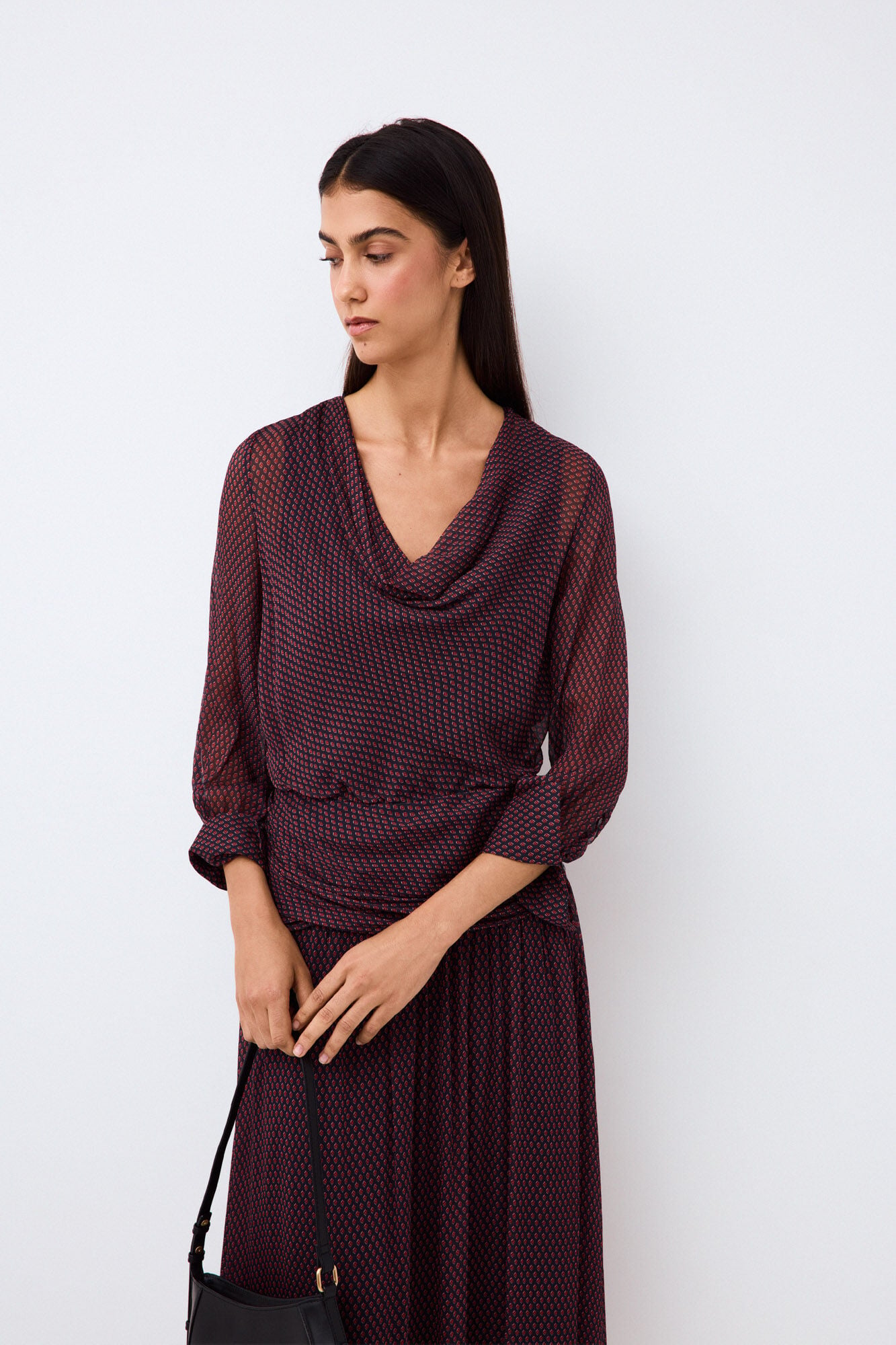 Pedro del Hierro Scarf neckline and draped skirt dress