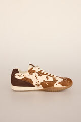 Pedro del Hierro Cow print leather sneakers Brown