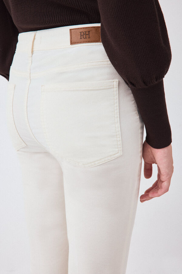 Pedro del Hierro Velvet flare cropped trousers Ecru
