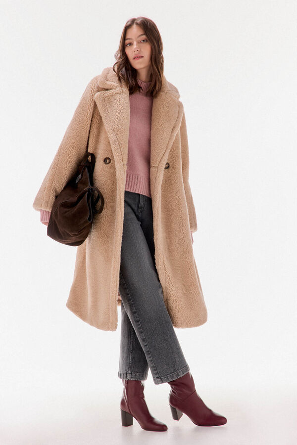 TFP by Tamara Falcó Teddy-effect coat Ecru