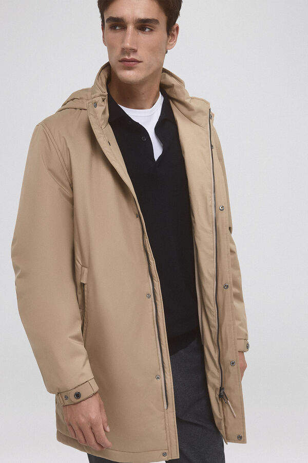 Pedro del Hierro Waterproof raincoat with detachable hood Beige