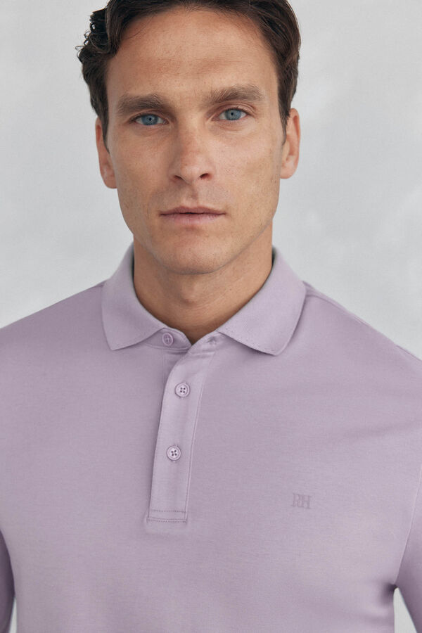 Pedro del Hierro Mercerized long sleeve polo shirt Purple