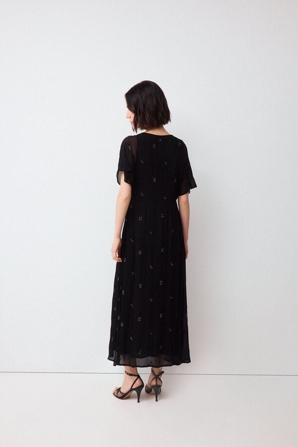 Pedro del Hierro Fluid gemstone detail dress Black
