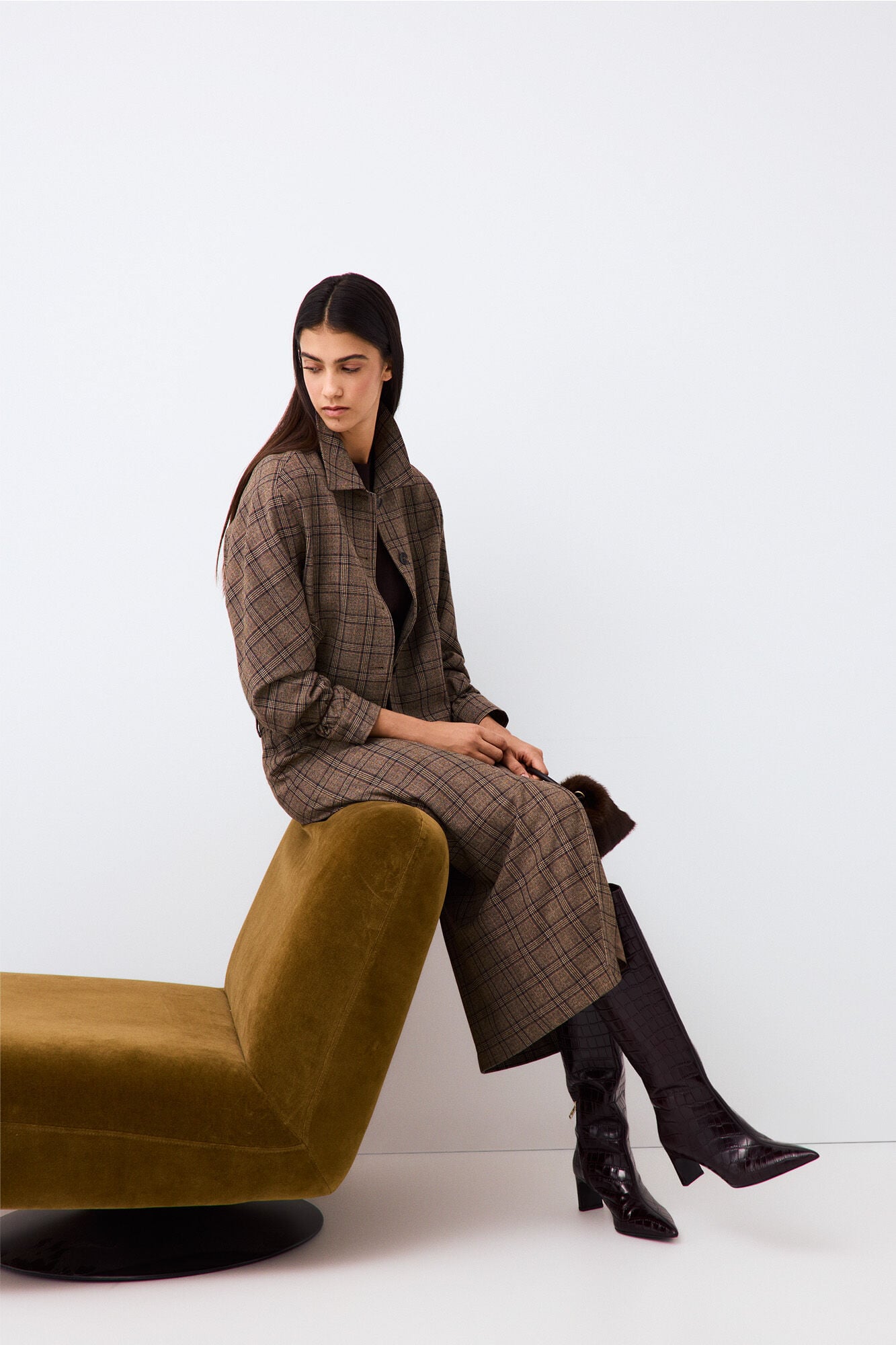 Pedro del Hierro Plaid straight skirt