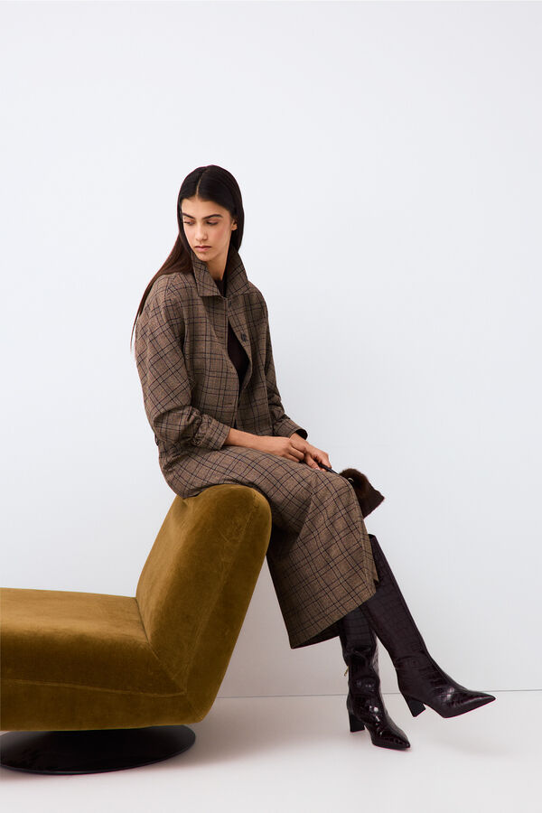 Pedro del Hierro Plaid straight skirt Grey