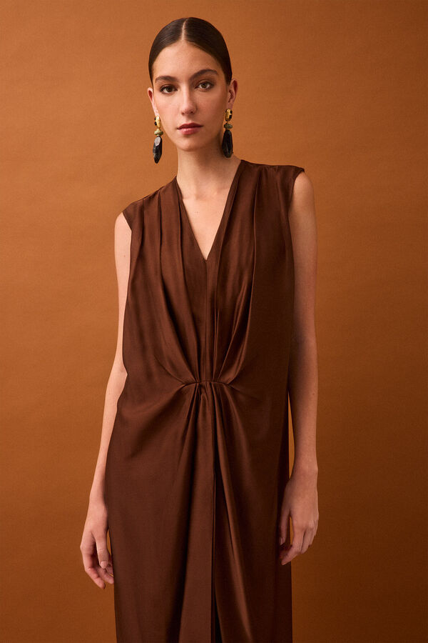 Pedro del Hierro Draped dress Brown