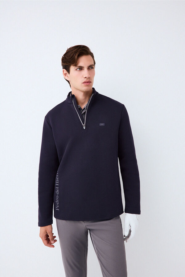Pedro del Hierro Sudadera t&eacute;cnica Golf cuello camionero Azul