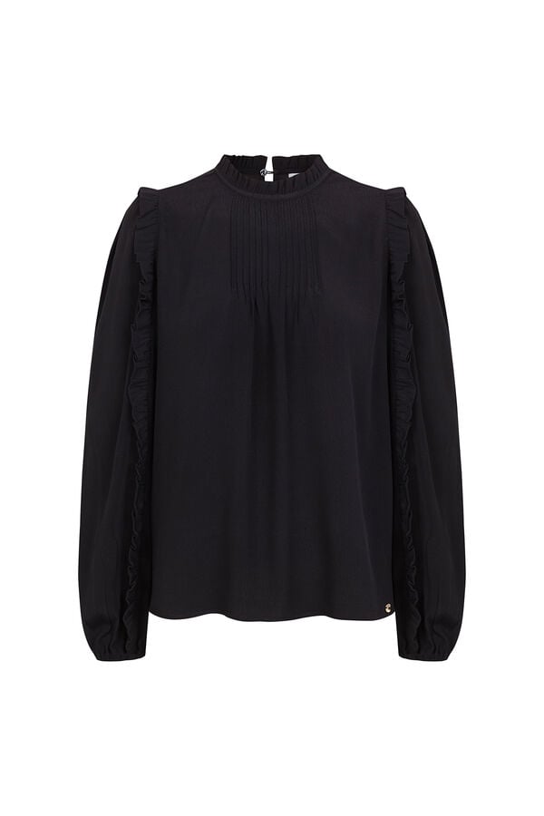 Pedro del Hierro Ruffled lace blouse Black