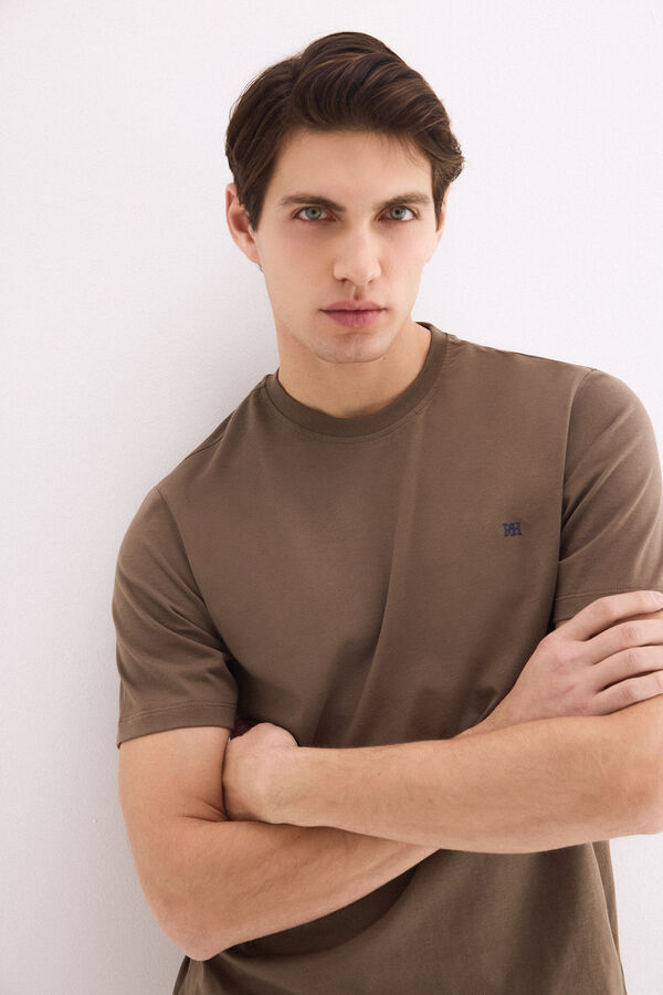 Pedro del Hierro Basic logo T-shirt Brown
