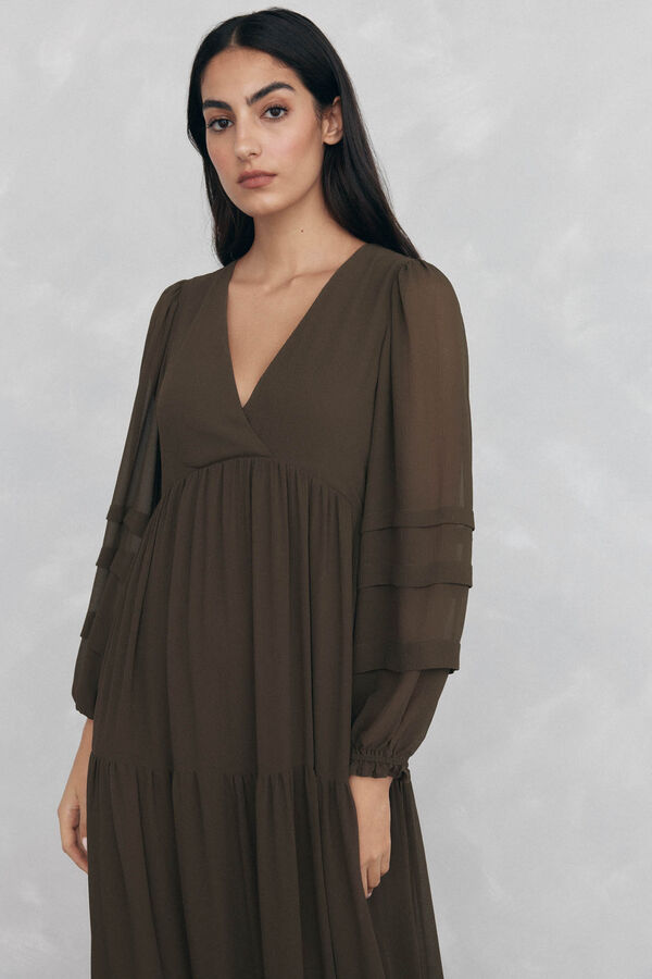 Pedro del Hierro Long dress with drawstring detail Green