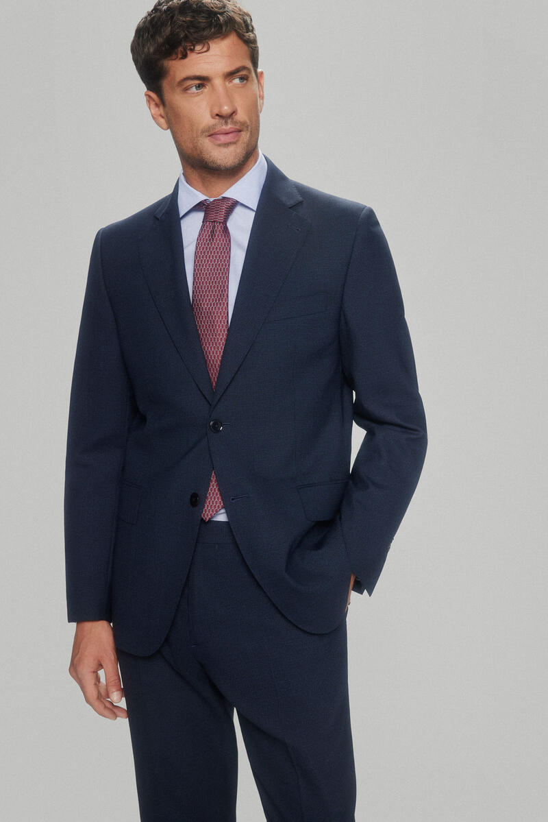 Pedro del Hierro Micro-checked tailored blazer Blue